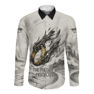 Nekhbet Egyptian Long Sleeve Button Shirt Vulture Goddess Mother of Protection Wings Claws Desert