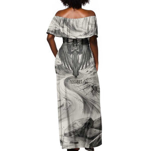 Nekhbet Egyptian Off Shoulder Maxi Dress Vulture Goddess Mother of Protection Wings Claws Desert