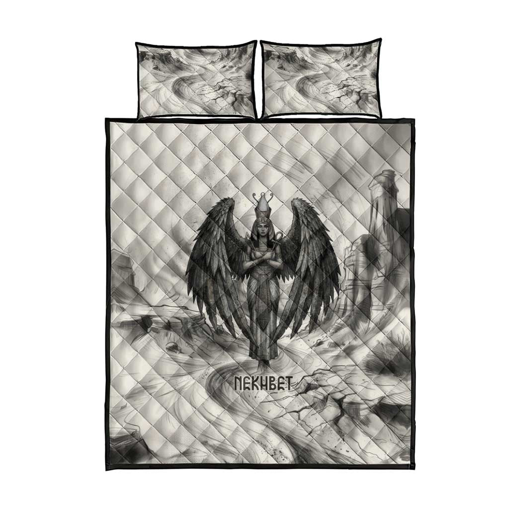 Nekhbet Egyptian Quilt Bed Set Vulture Goddess Mother of Protection Wings Claws Desert