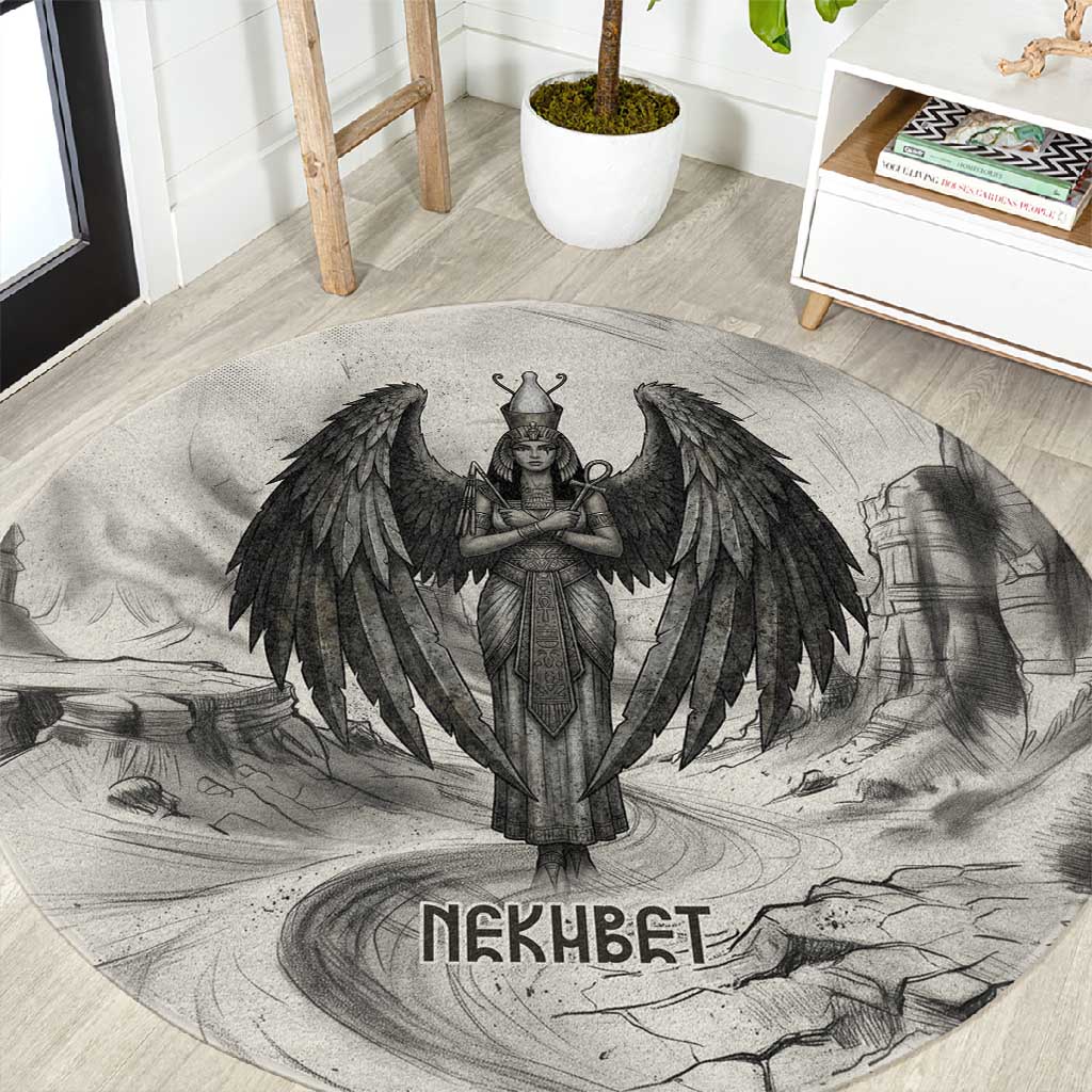 Nekhbet Egyptian Round Carpet Vulture Goddess Mother of Protection Wings Claws Desert