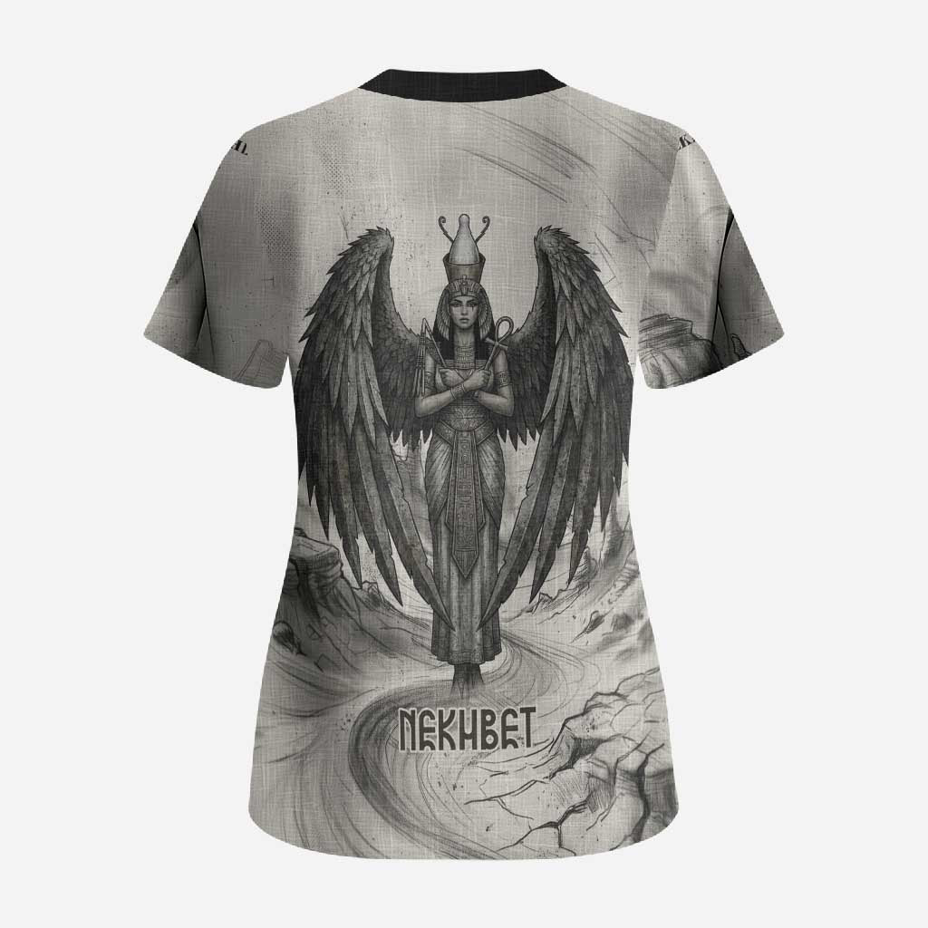 Nekhbet Egyptian Scrub Top Vulture Goddess Mother of Protection Wings Claws Desert