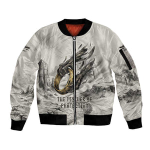 Nekhbet Egyptian Sleeve Zip Bomber Jacket Vulture Goddess Mother of Protection Wings Claws Desert