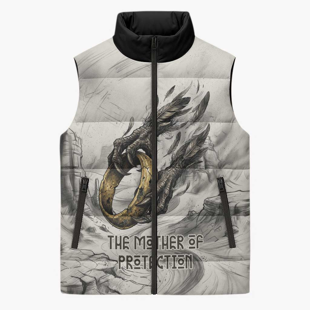 Nekhbet Egyptian Sleeveless Puffer Jacket Vulture Goddess Mother of Protection Wings Claws Desert