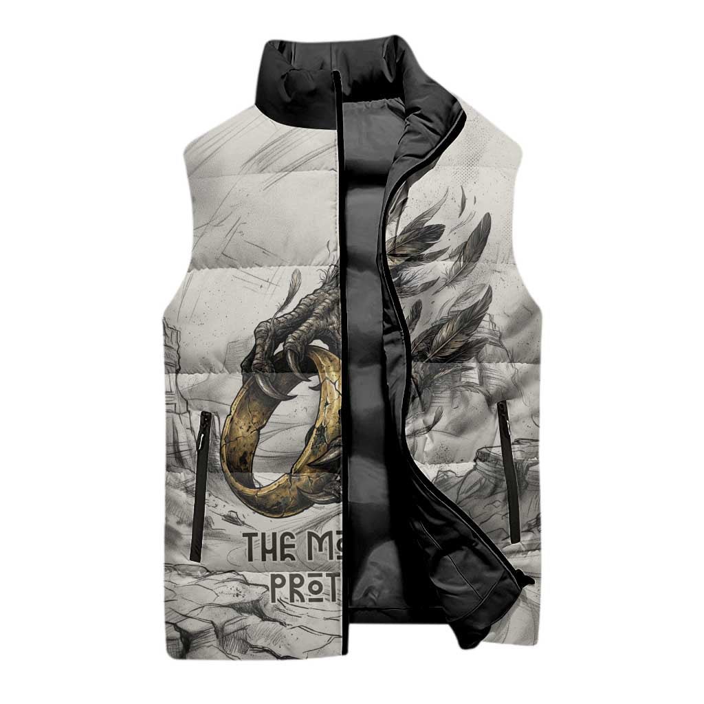 Nekhbet Egyptian Sleeveless Puffer Jacket Vulture Goddess Mother of Protection Wings Claws Desert