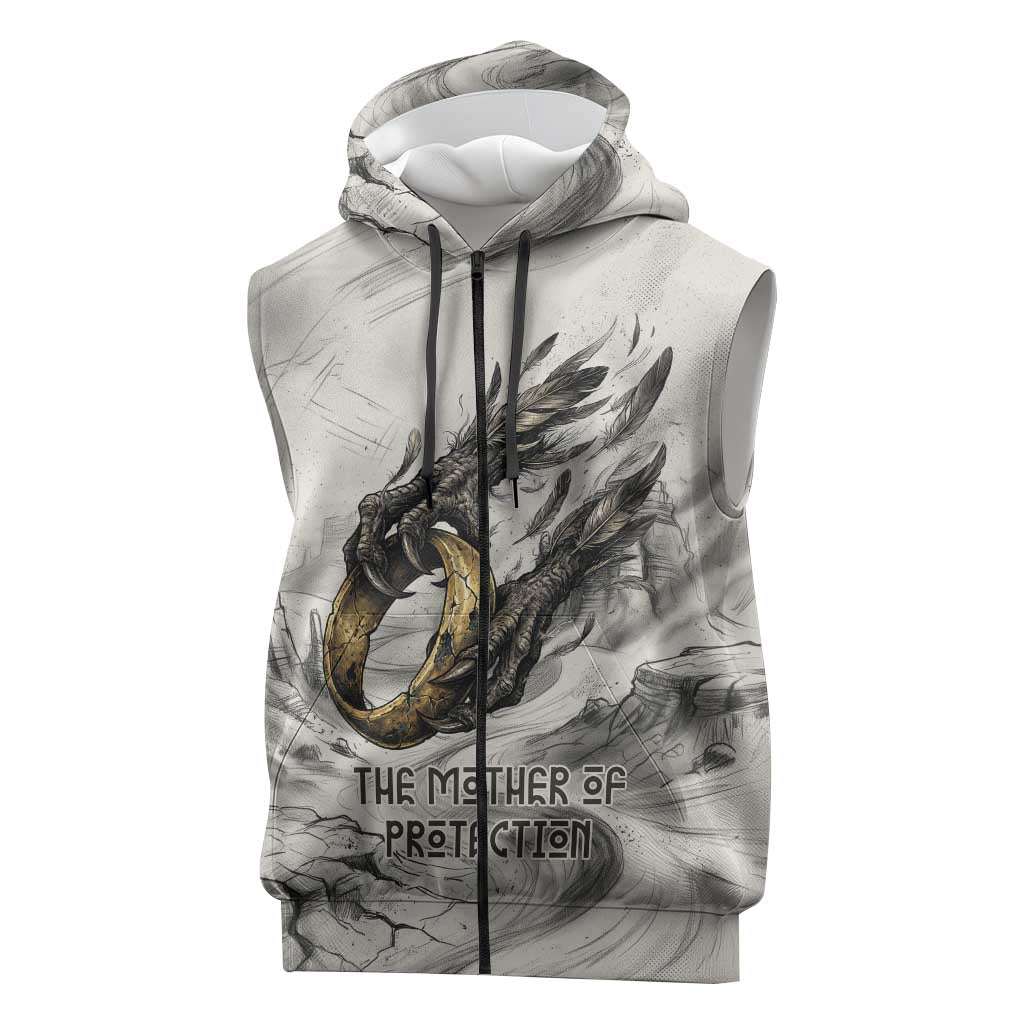 Nekhbet Egyptian Sleeveless Zip Hoodie Vulture Goddess Mother of Protection Wings Claws Desert