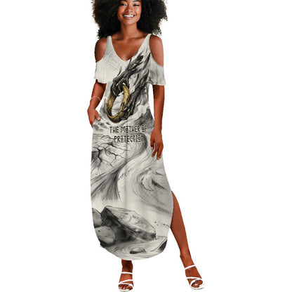 Nekhbet Egyptian Summer Maxi Dress Vulture Goddess Mother of Protection Wings Claws Desert