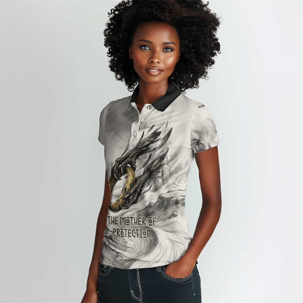 Nekhbet Egyptian Women Polo Shirt Vulture Goddess Mother of Protection Wings Claws Desert
