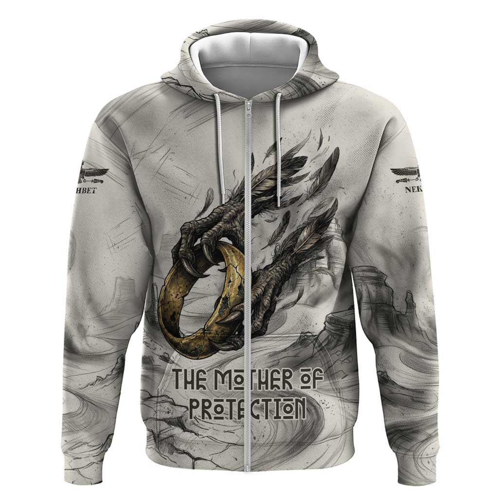 Nekhbet Egyptian Zip Hoodie Vulture Goddess Mother of Protection Wings Claws Desert