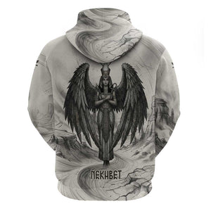 Nekhbet Egyptian Zip Hoodie Vulture Goddess Mother of Protection Wings Claws Desert