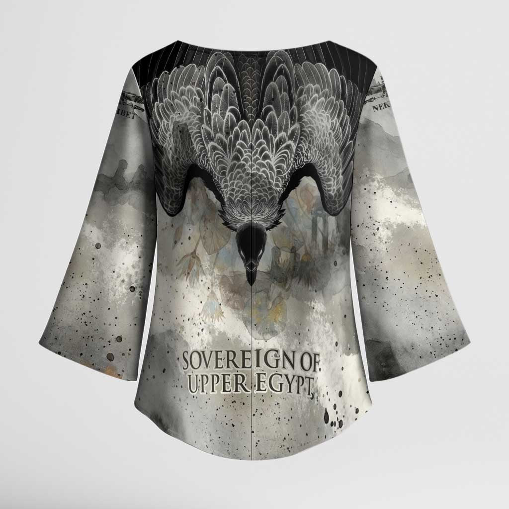 Nekhbet Kimono Sleeve Blouse Vulture Goddess Eye of Protection Sovereign of Upper Egypt