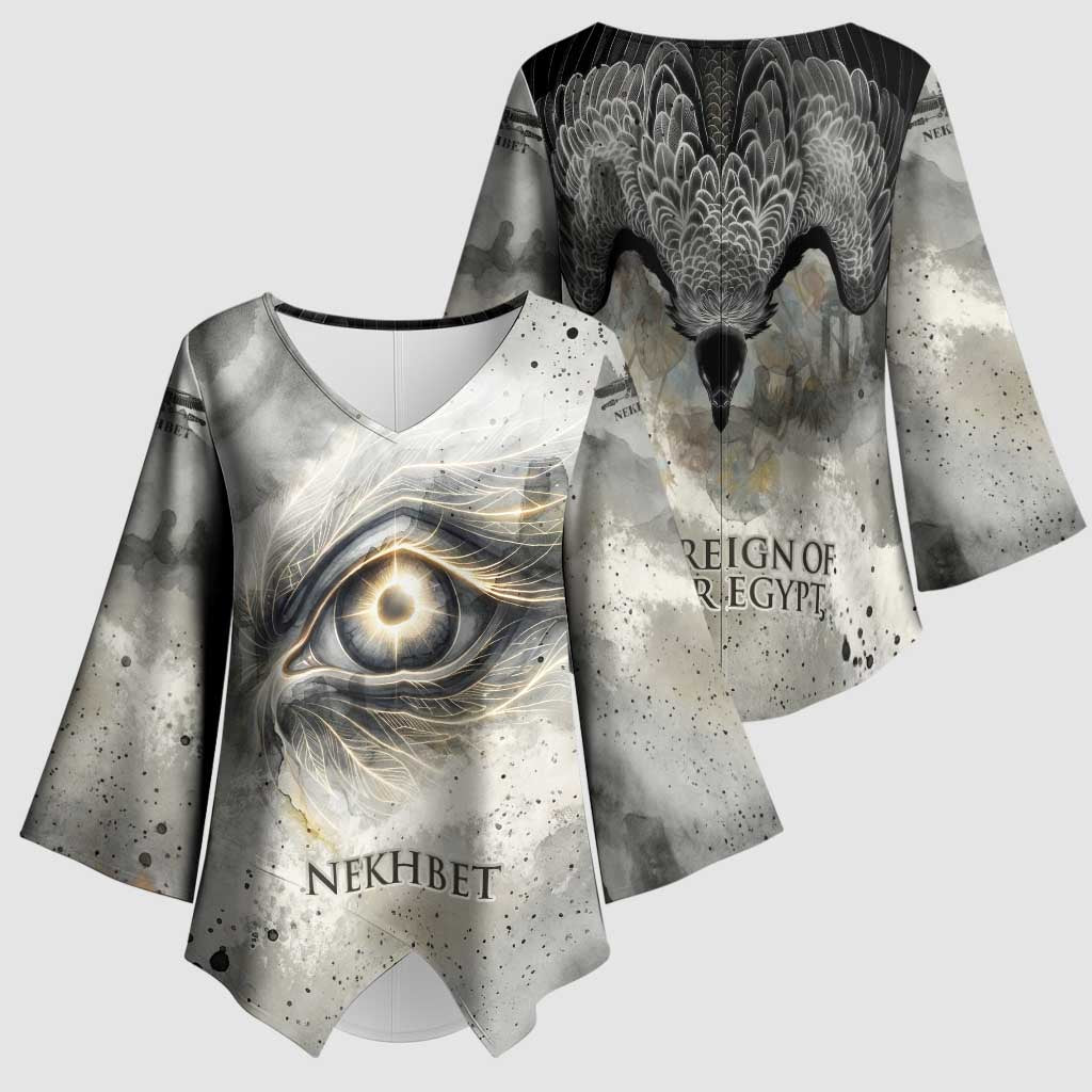 Nekhbet Kimono Sleeve Blouse Vulture Goddess Eye of Protection Sovereign of Upper Egypt
