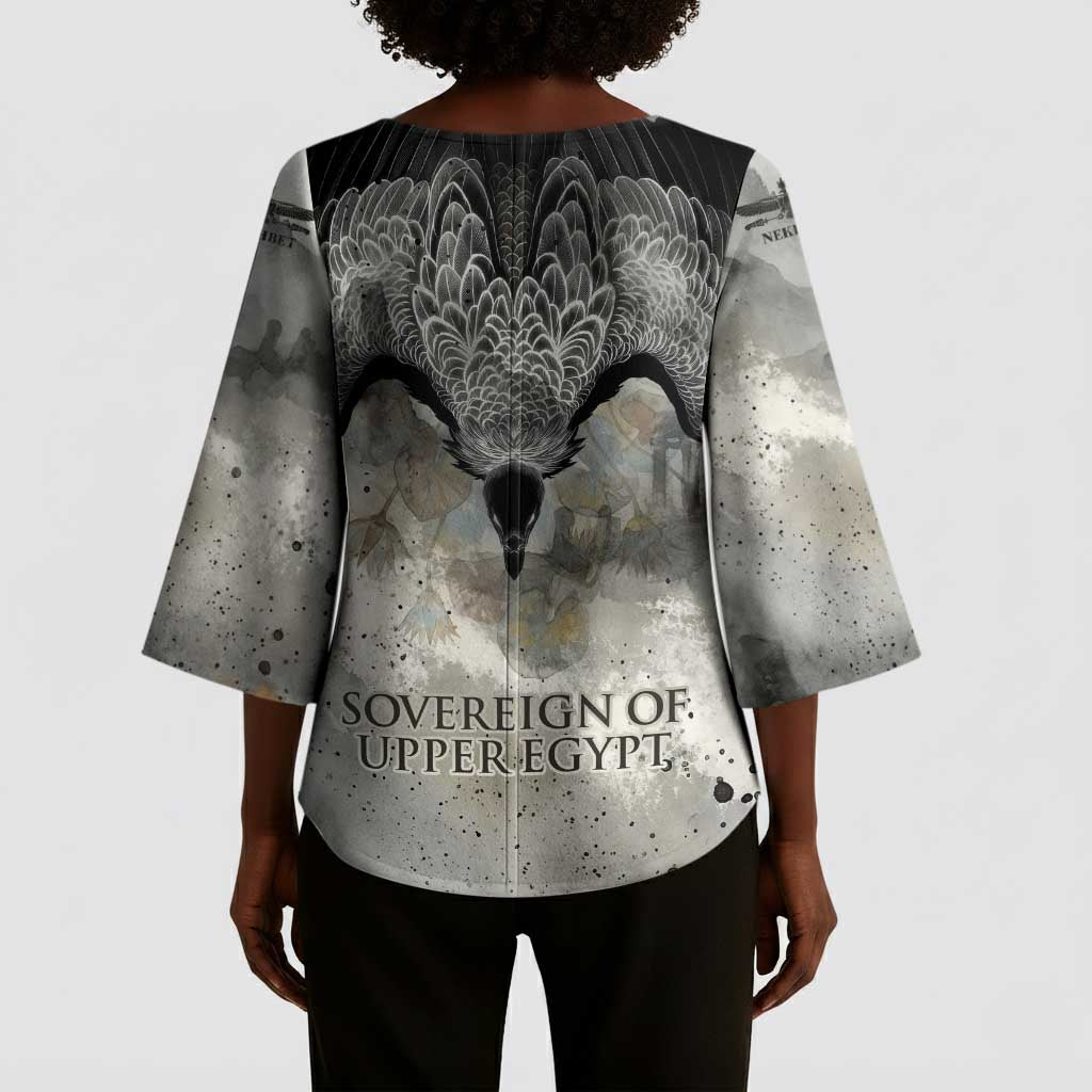 Nekhbet Kimono Sleeve Blouse Vulture Goddess Eye of Protection Sovereign of Upper Egypt