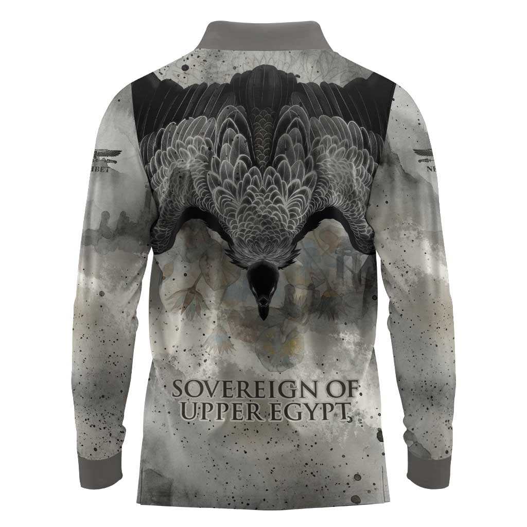 Nekhbet Long Sleeve Polo Shirt Vulture Goddess Eye of Protection Sovereign of Upper Egypt
