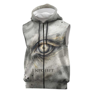 Nekhbet Sleeveless Zip Hoodie Vulture Goddess Eye of Protection Sovereign of Upper Egypt