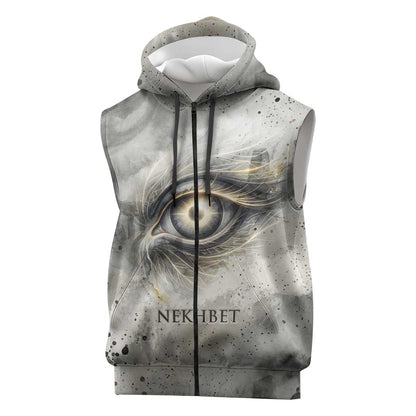Nekhbet Sleeveless Zip Hoodie Vulture Goddess Eye of Protection Sovereign of Upper Egypt