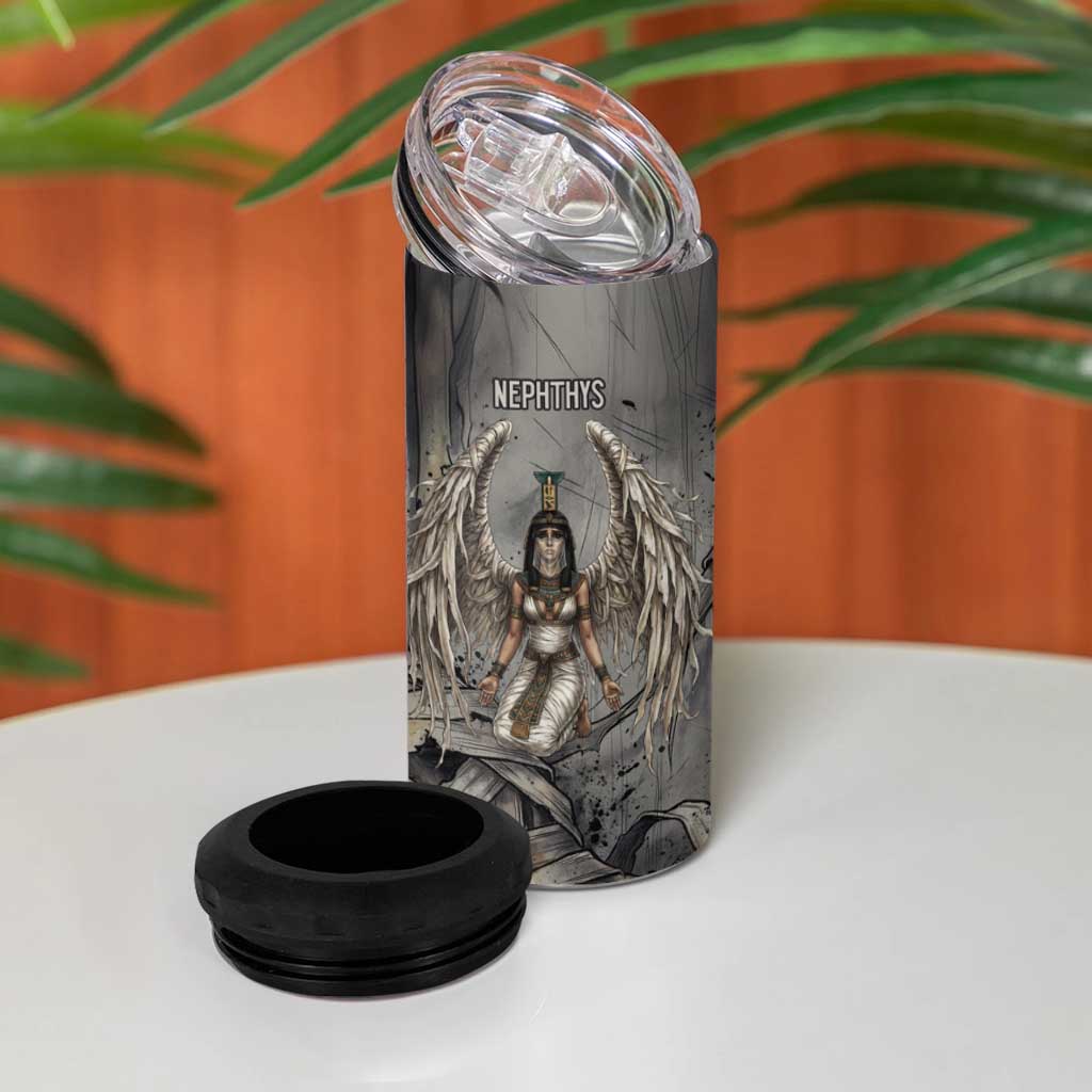 Nephthys 4 in 1 Can Cooler Tumbler Mistress of the House Egyptian Goddess Wings
