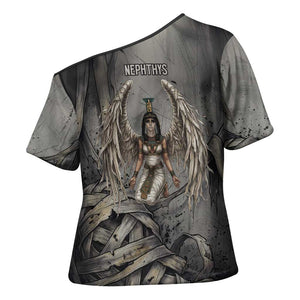 Nephthys Cross Shoulder Shirt Mistress of the House Egyptian Goddess Wings