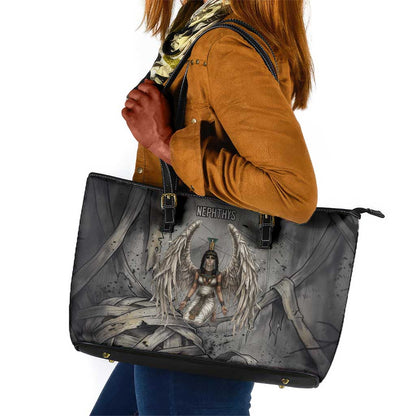Nephthys Leather Tote Bag Mistress of the House Egyptian Goddess Wings
