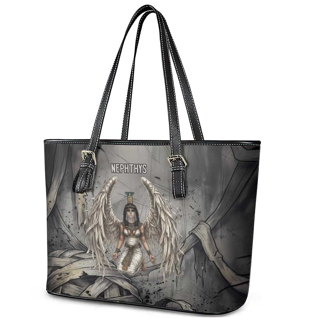 Nephthys Leather Tote Bag Mistress of the House Egyptian Goddess Wings