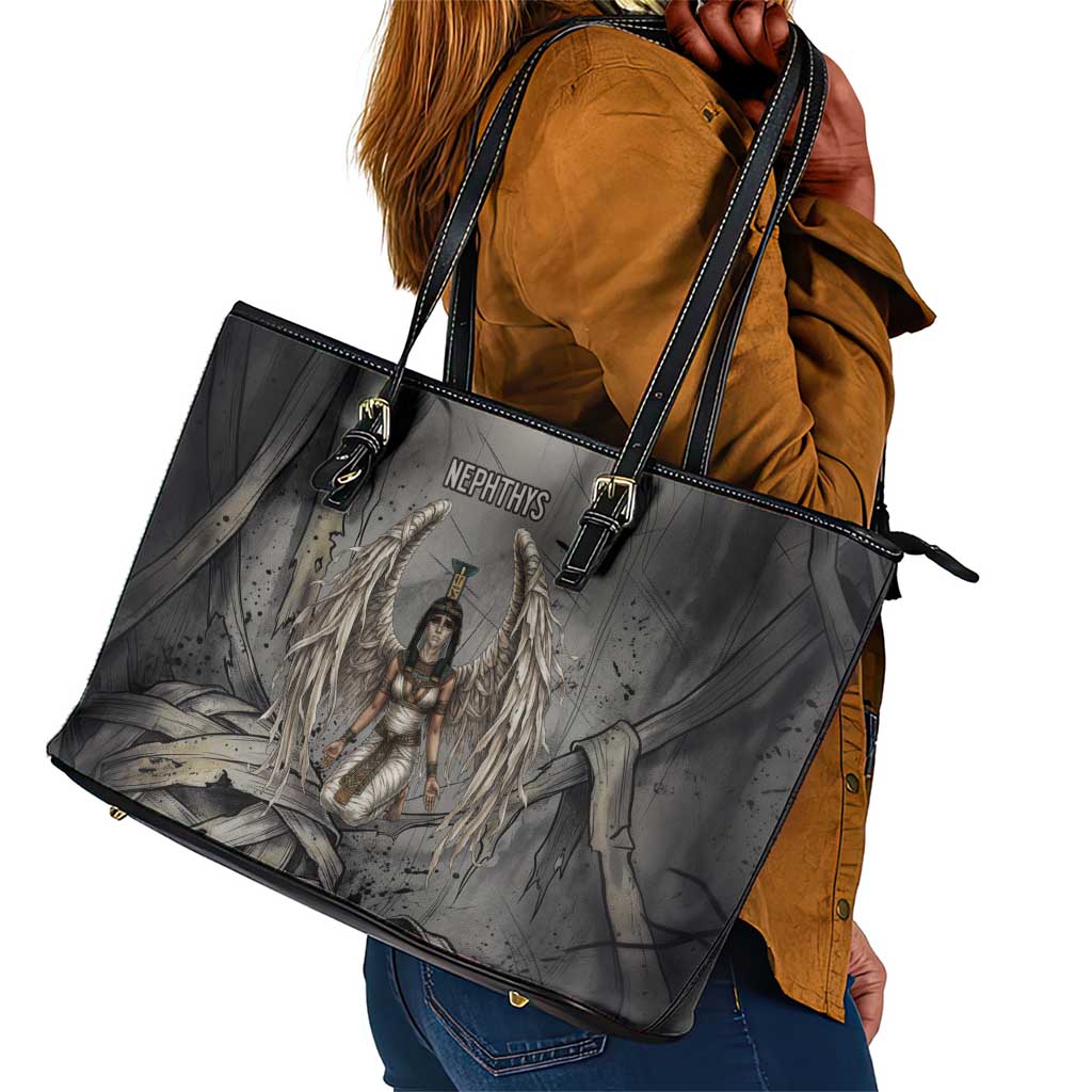 Nephthys Leather Tote Bag Mistress of the House Egyptian Goddess Wings