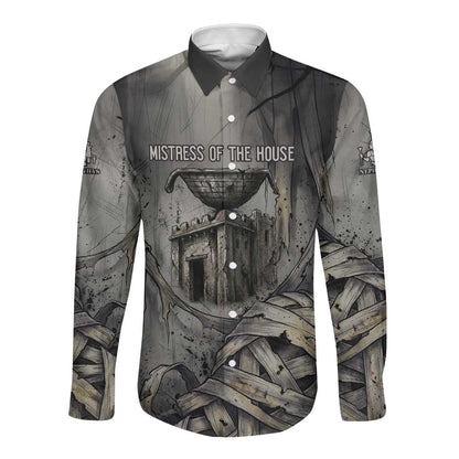Nephthys Long Sleeve Button Shirt Mistress of the House Egyptian Goddess Wings