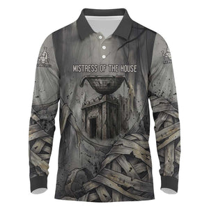 Nephthys Long Sleeve Polo Shirt Mistress of the House Egyptian Goddess Wings
