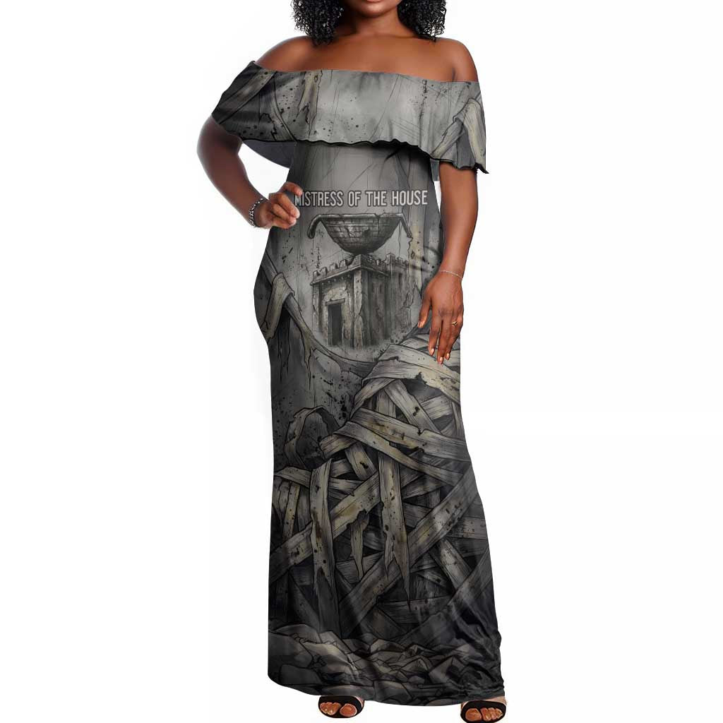 Nephthys Off Shoulder Maxi Dress Mistress of the House Egyptian Goddess Wings