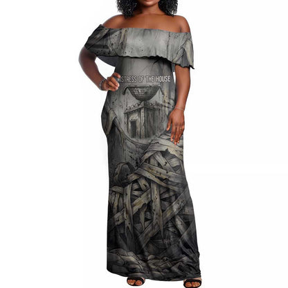 Nephthys Off Shoulder Maxi Dress Mistress of the House Egyptian Goddess Wings