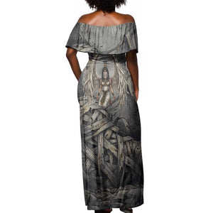 Nephthys Off Shoulder Maxi Dress Mistress of the House Egyptian Goddess Wings