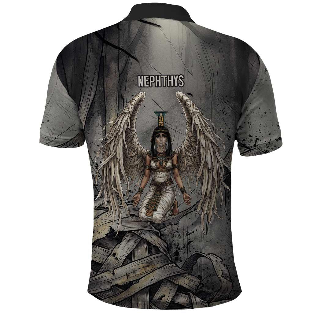 Nephthys Polo Shirt Mistress of the House Egyptian Goddess Wings