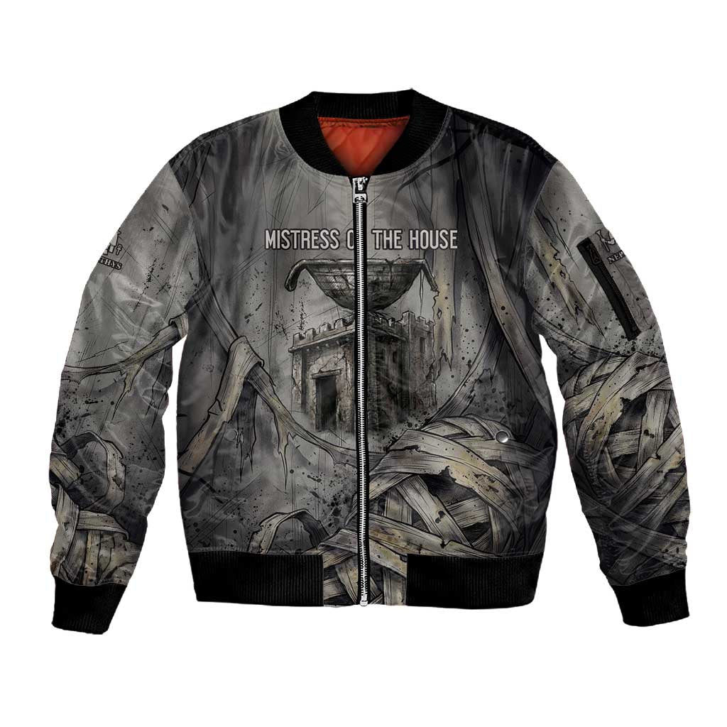 Nephthys Sleeve Zip Bomber Jacket Mistress of the House Egyptian Goddess Wings