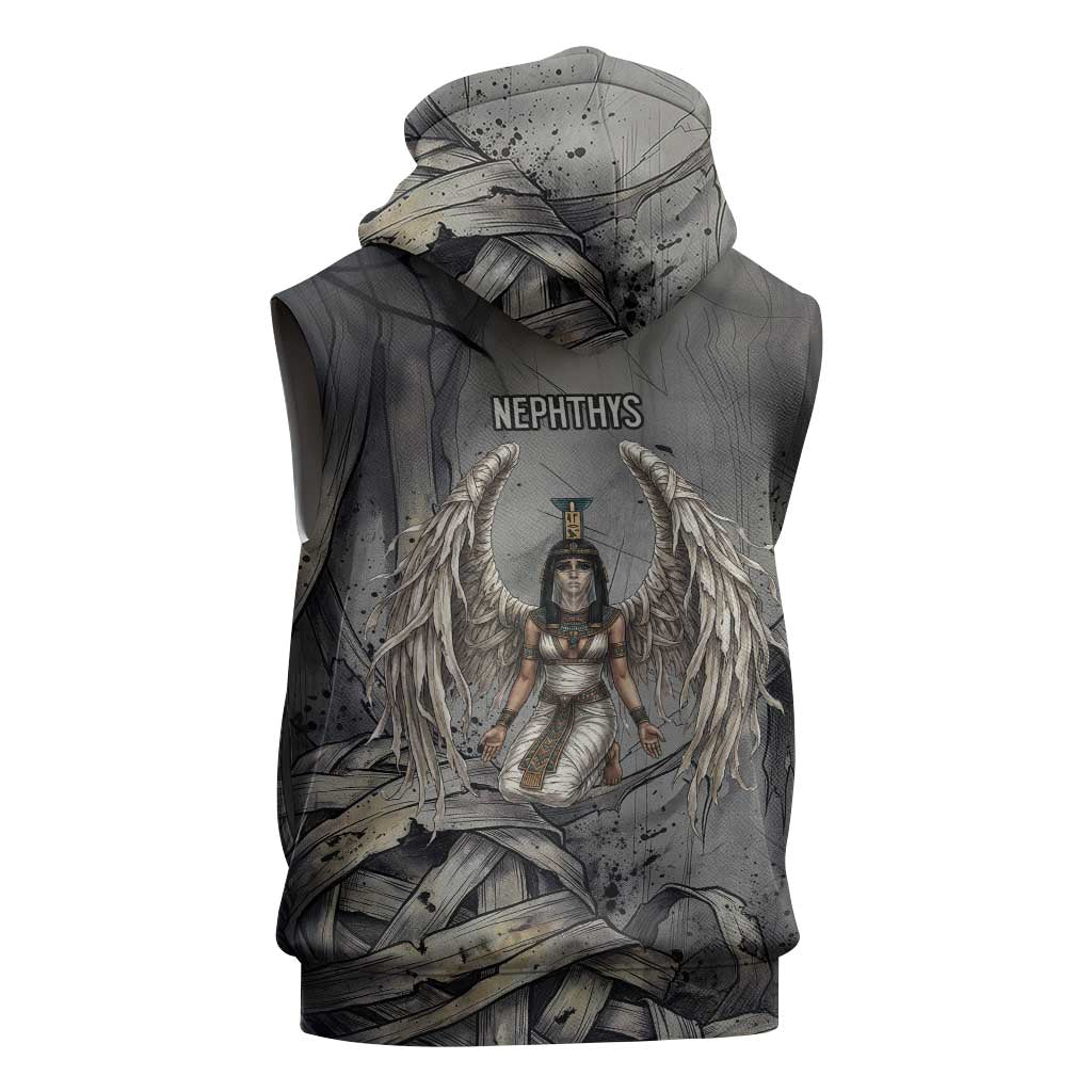 Nephthys Sleeveless Zip Hoodie Mistress of the House Egyptian Goddess Wings