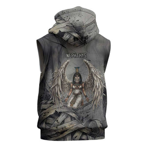 Nephthys Sleeveless Zip Hoodie Mistress of the House Egyptian Goddess Wings