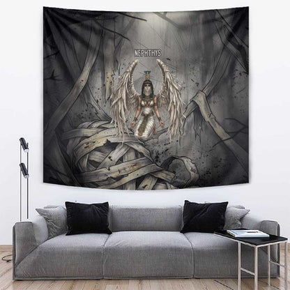 Nephthys Tapestry Mistress of the House Egyptian Goddess Wings