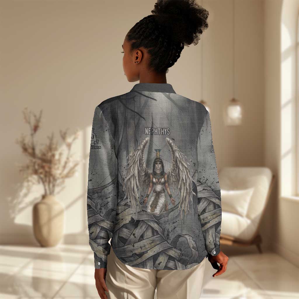 Nephthys Women Casual Shirt Mistress of the House Egyptian Goddess Wings