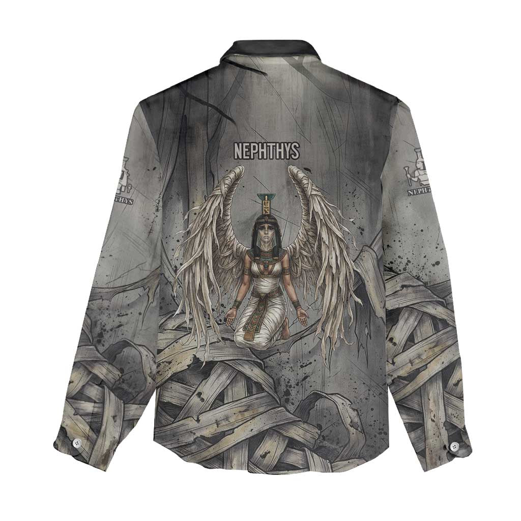 Nephthys Women Casual Shirt Mistress of the House Egyptian Goddess Wings