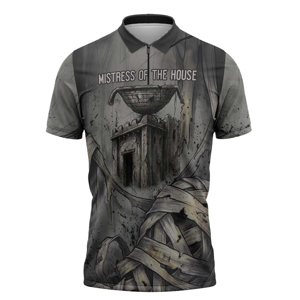 Nephthys Zipper Polo Shirt Mistress of the House Egyptian Goddess Wings