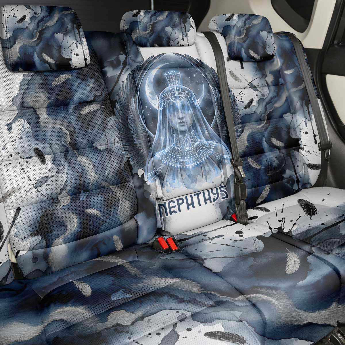 Nephthys Egyptian Back Car Seat Cover The Dark Sister Falcon Wings Moon Veil