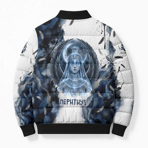 Nephthys Egyptian Bomber Puffer Jacket The Dark Sister Falcon Wings Moon Veil