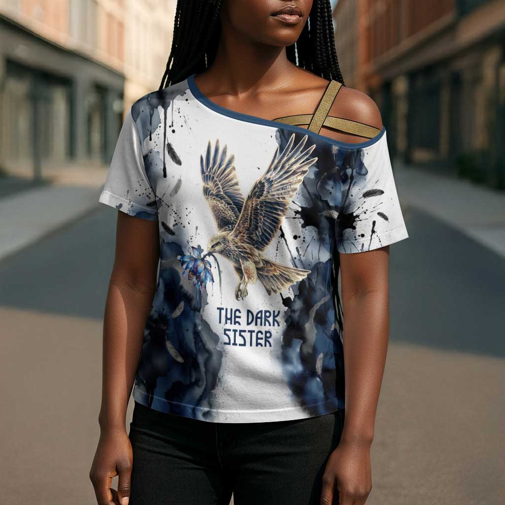 Nephthys Egyptian Cross Shoulder Shirt The Dark Sister Falcon Wings Moon Veil