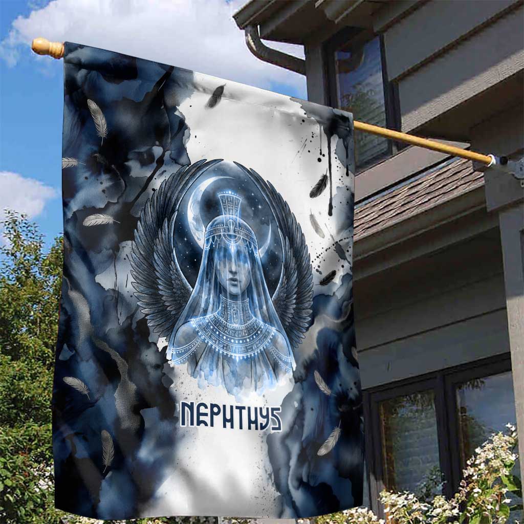 Nephthys Egyptian Garden Flag The Dark Sister Falcon Wings Moon Veil