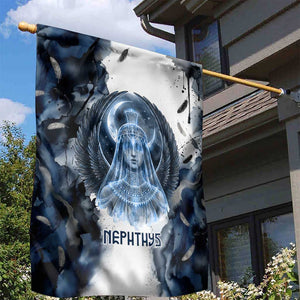 Nephthys Egyptian Garden Flag The Dark Sister Falcon Wings Moon Veil