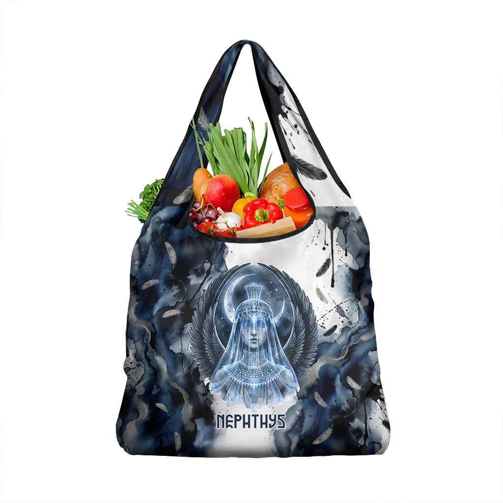 Nephthys Egyptian Grocery Bag The Dark Sister Falcon Wings Moon Veil