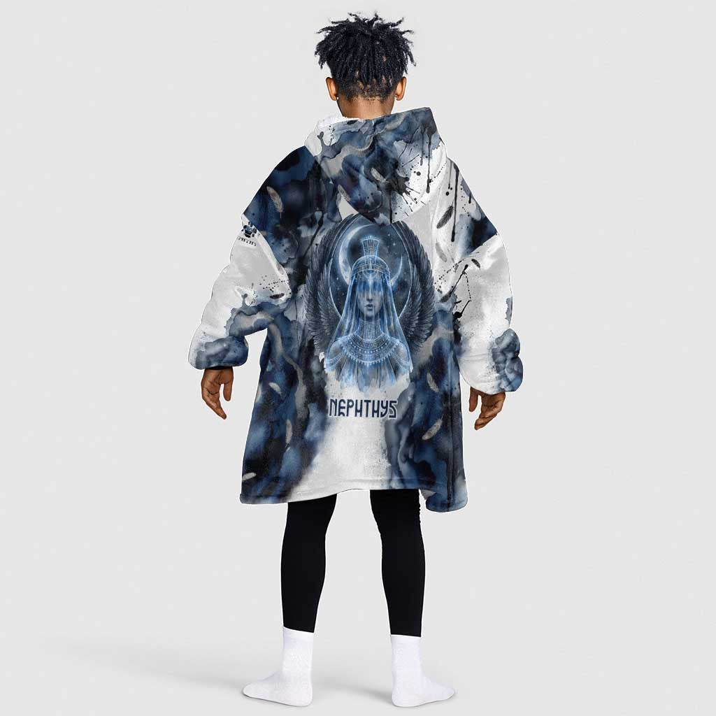 Nephthys Egyptian Kid Wearable Blanket Hoodie The Dark Sister Falcon Wings Moon Veil