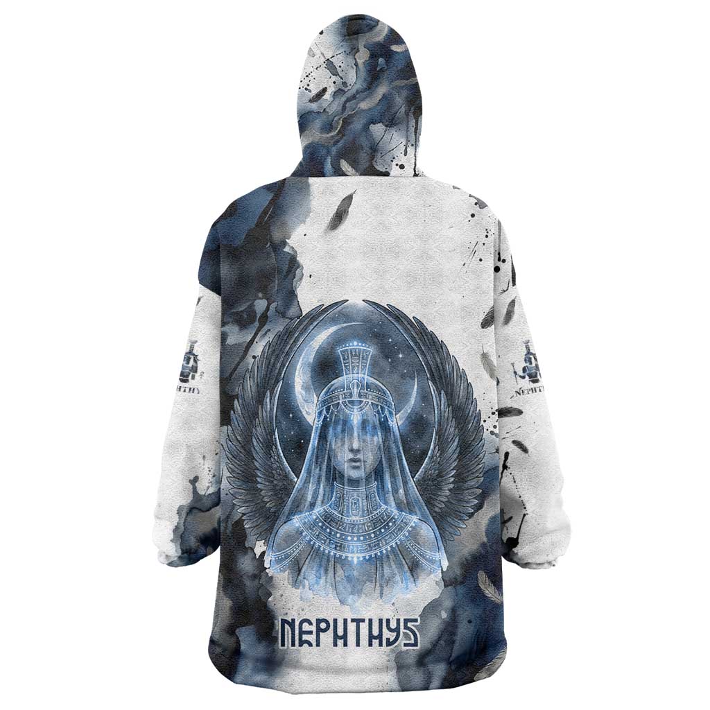 Nephthys Egyptian Kid Wearable Blanket Hoodie The Dark Sister Falcon Wings Moon Veil