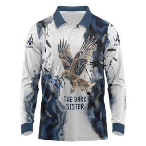 Nephthys Egyptian Long Sleeve Polo Shirt The Dark Sister Falcon Wings Moon Veil