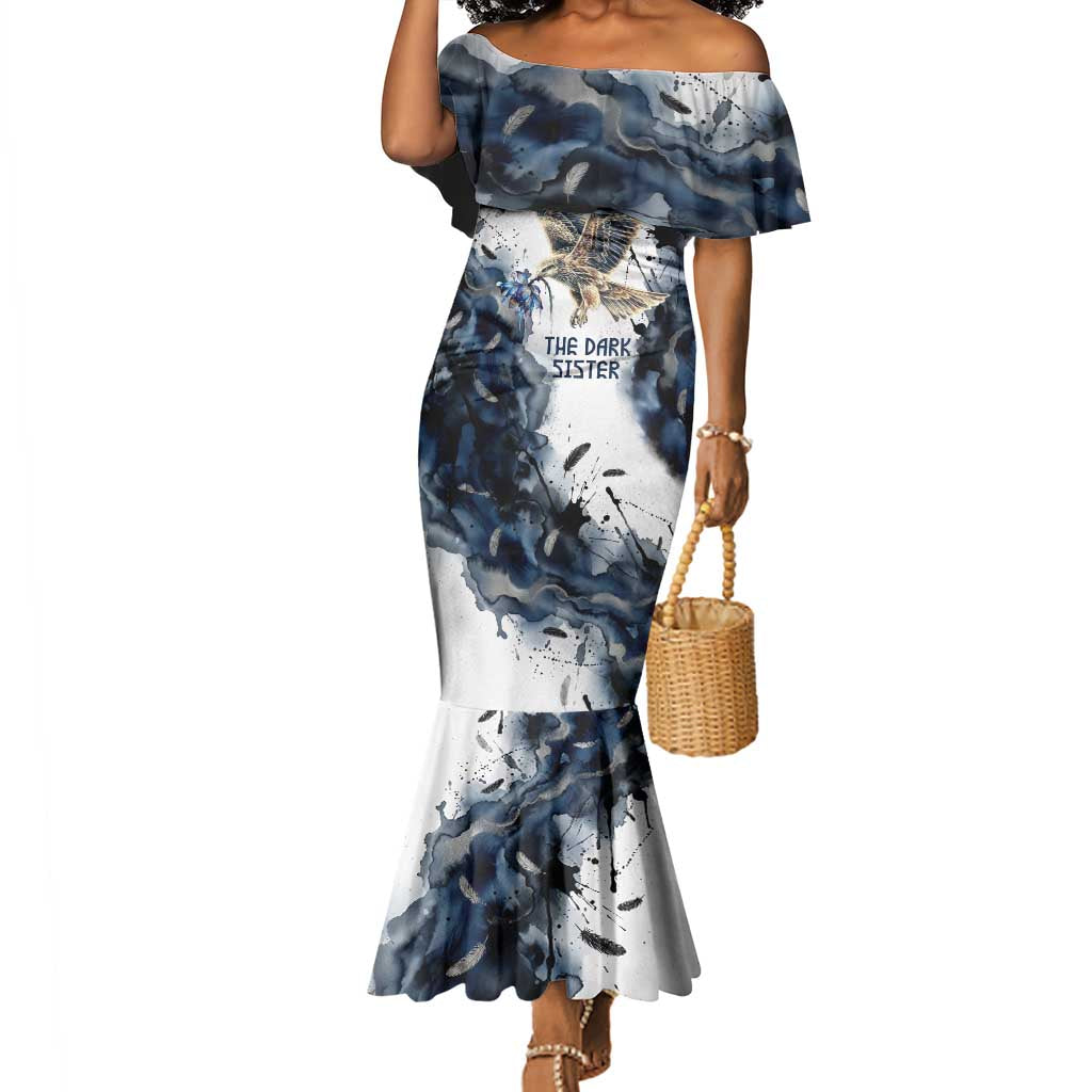Nephthys Egyptian Mermaid Dress The Dark Sister Falcon Wings Moon Veil