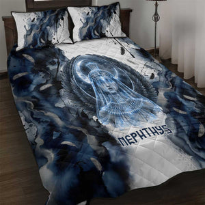Nephthys Egyptian Quilt Bed Set The Dark Sister Falcon Wings Moon Veil