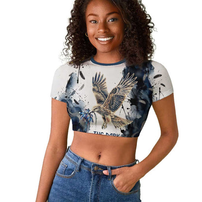 Nephthys Egyptian Raglan Cropped T shirt The Dark Sister Falcon Wings Moon Veil