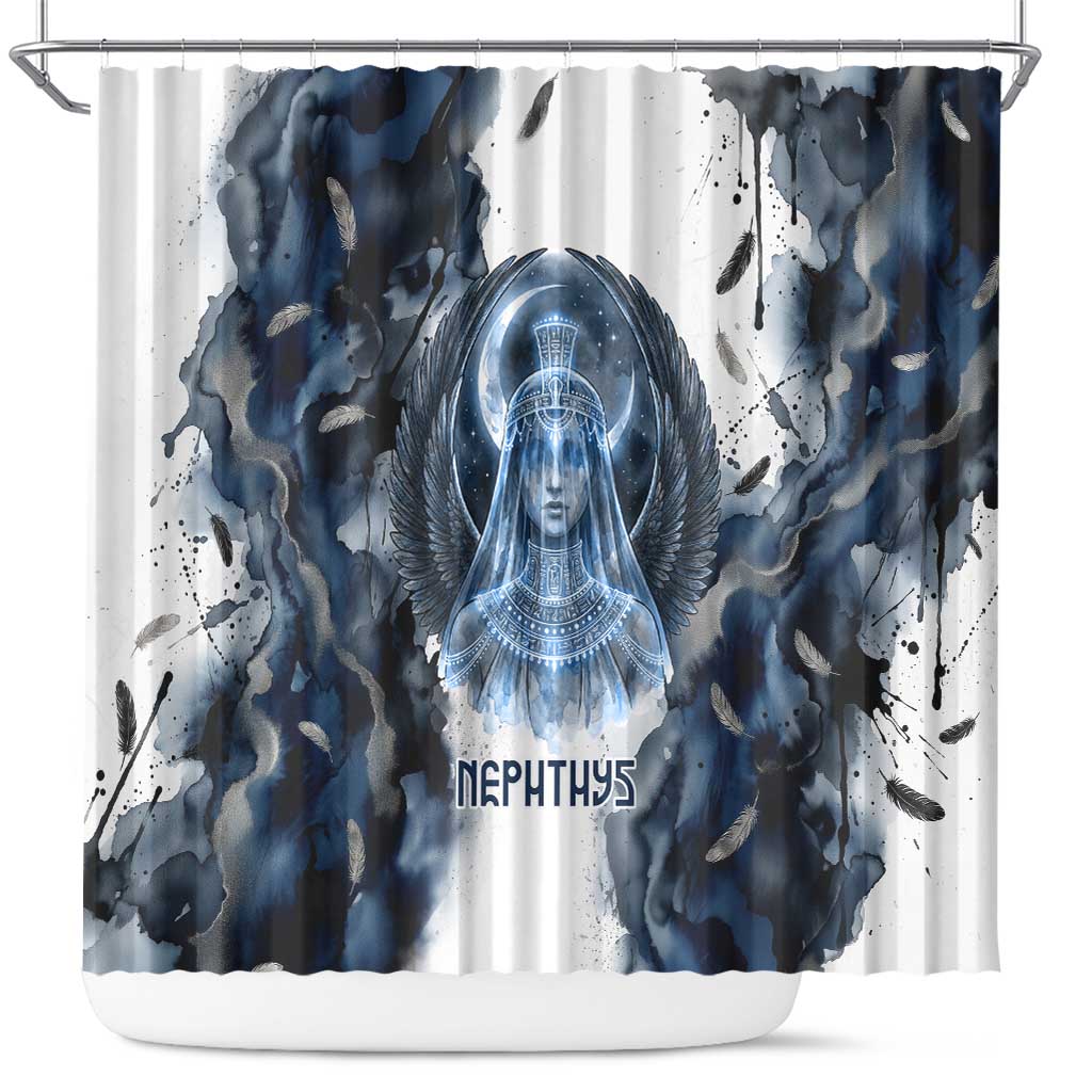 Nephthys Egyptian Shower Curtain The Dark Sister Falcon Wings Moon Veil